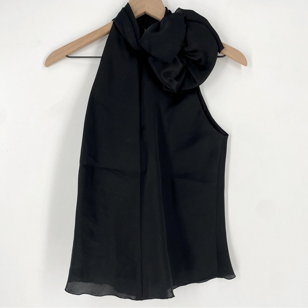 Vintage Jackie Rogers Black Organza Halter Silk Blouse